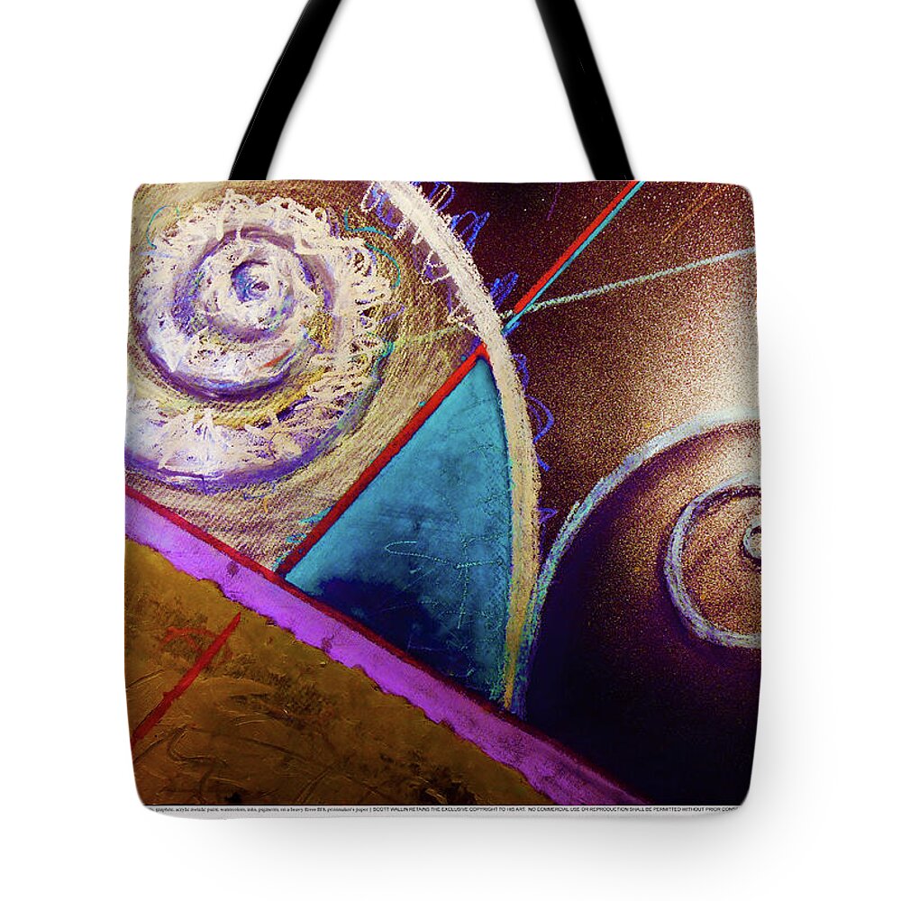 A Bright Tote Bag featuring the painting Particle Track Study Fourteen by Scott Wallin