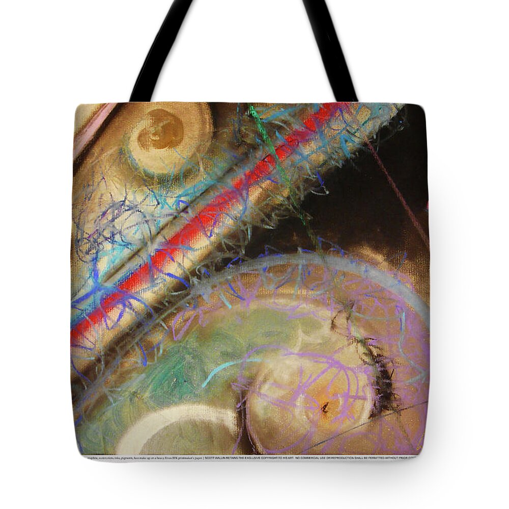 A Bright Tote Bag featuring the painting Particle Track Study Twelve by Scott Wallin