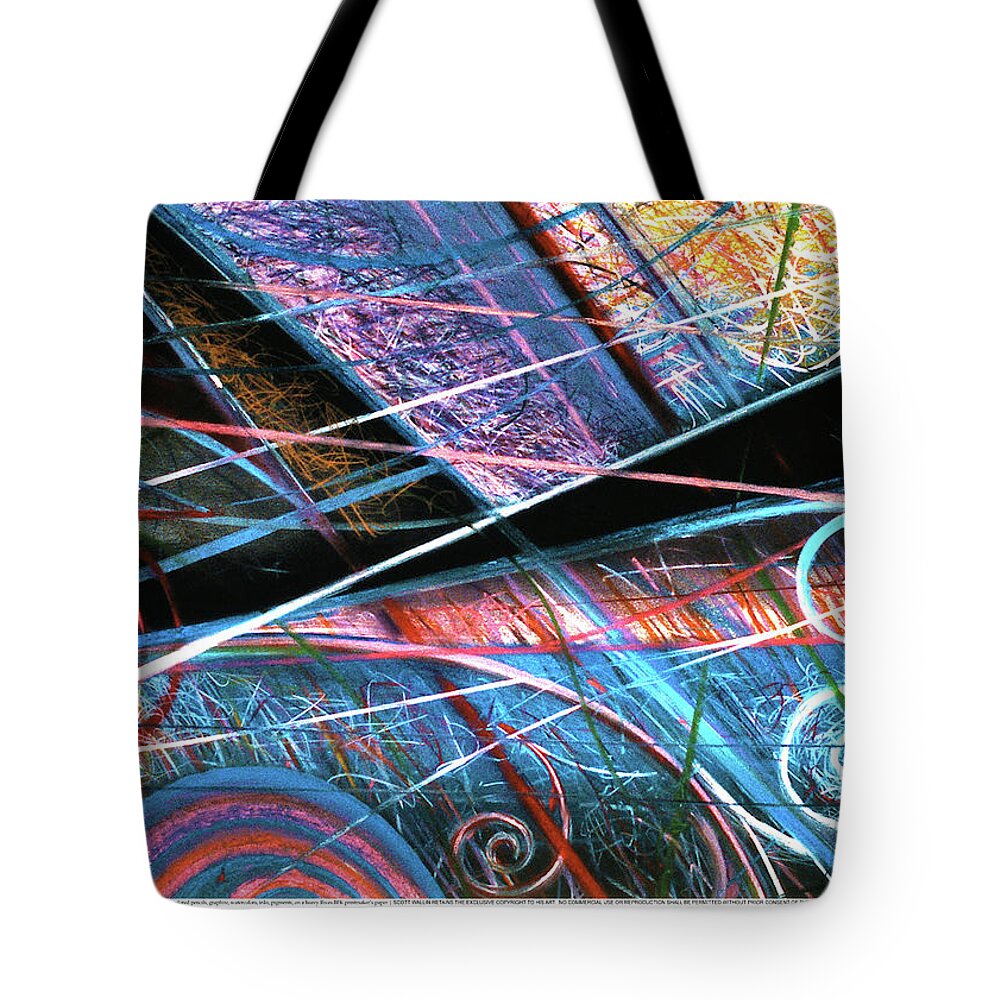 A Bright Tote Bag featuring the painting Particle Track Study Twenty-five by Scott Wallin