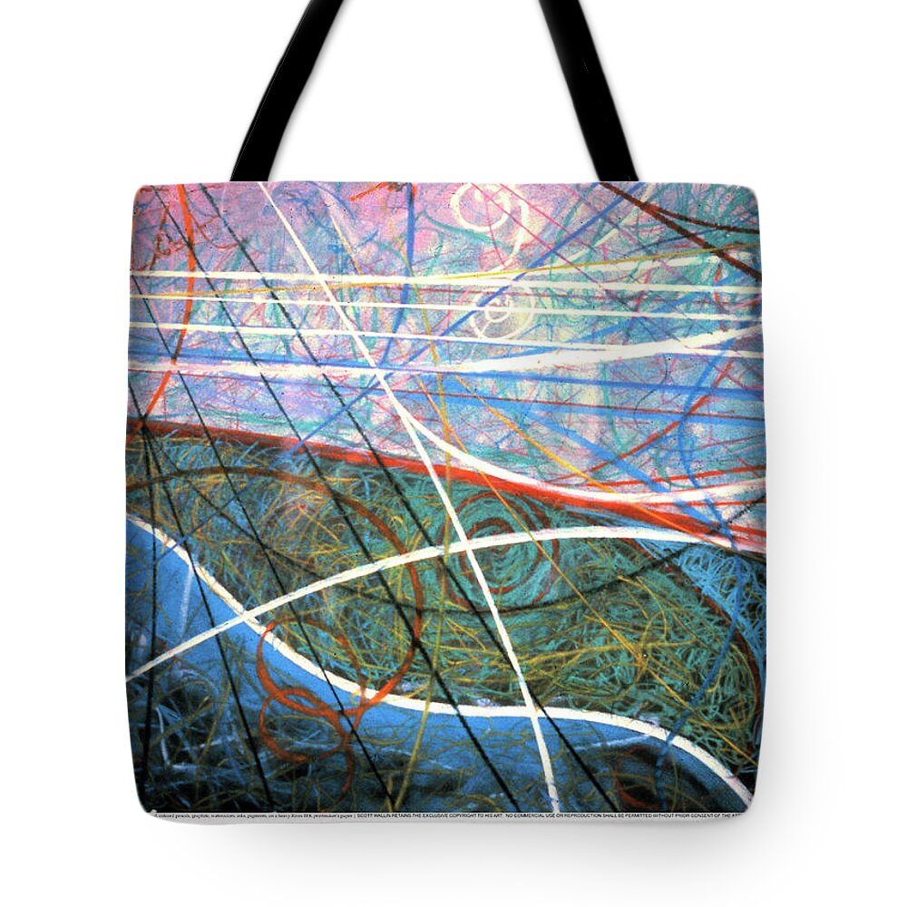 A Bright Tote Bag featuring the painting Particle Track Study Twenty by Scott Wallin