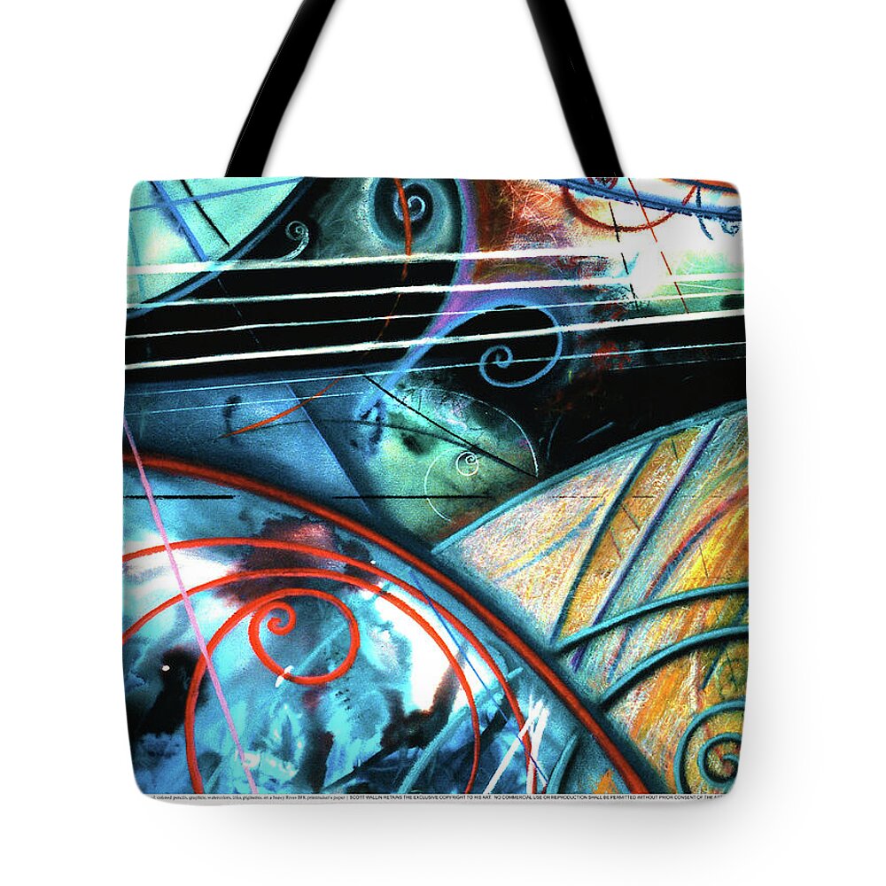 A Bright Tote Bag featuring the painting Particle Track Study Twenty-three by Scott Wallin