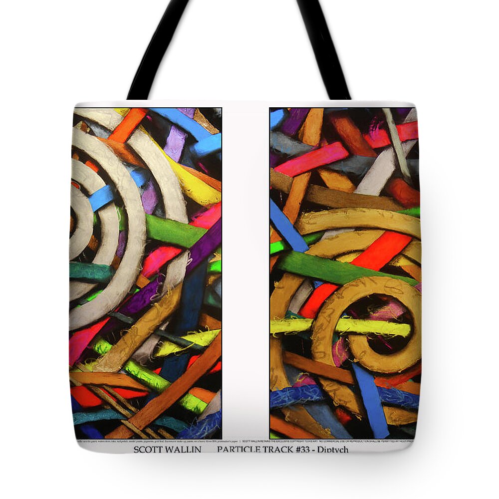 Abstract Tote Bag featuring the painting Particle Track Thirty-three by Scott Wallin