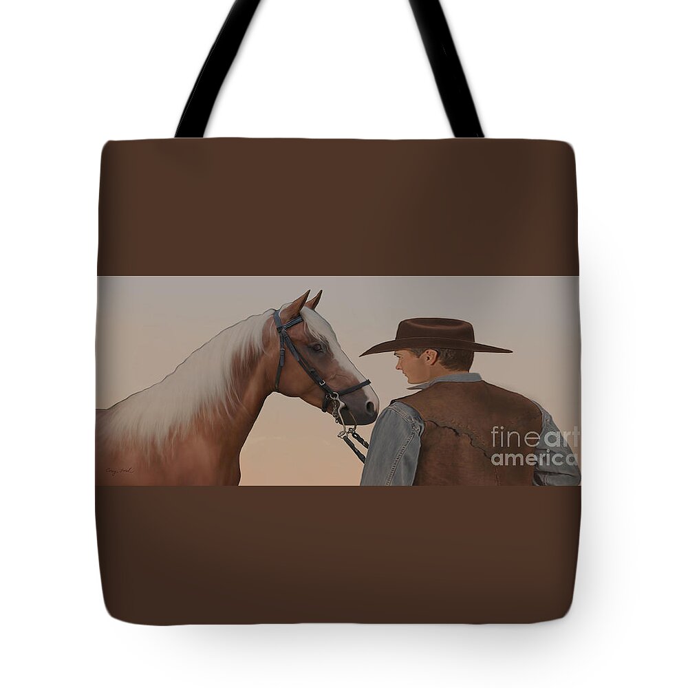 Cowboy Tote Bag featuring the painting Partners by Corey Ford