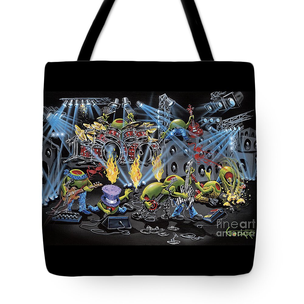 Music Tote Bag featuring the painting Party Like A Rockstar by Michael Godard
