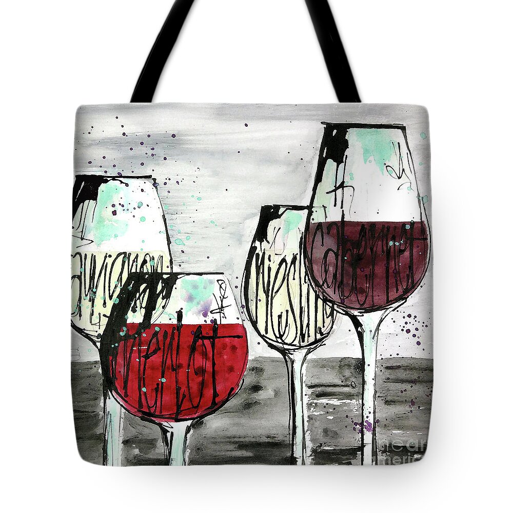 Original Watercolors Tote Bag featuring the painting Party Time 1 by Chris Paschke