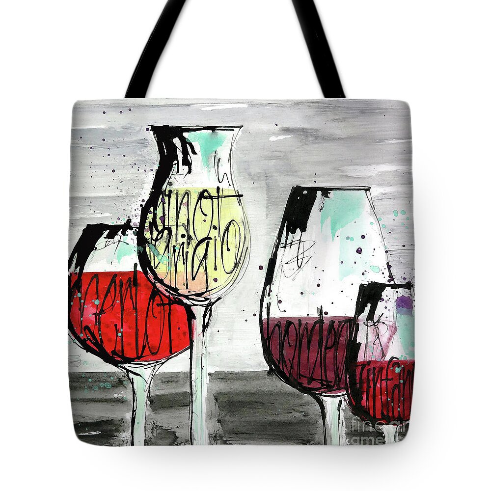 Original Watercolors Tote Bag featuring the painting Party Time 2 by Chris Paschke