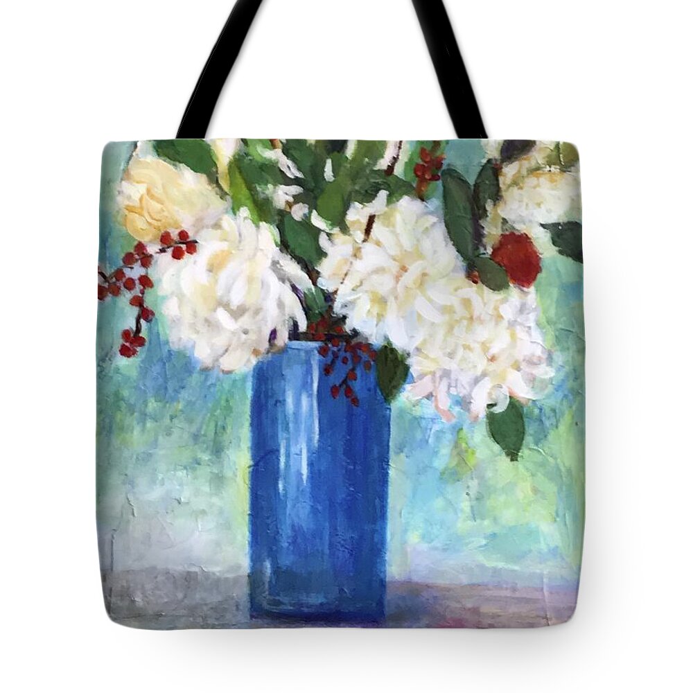 White Flowers Tote Bag featuring the painting Party Time by Gloria Smith