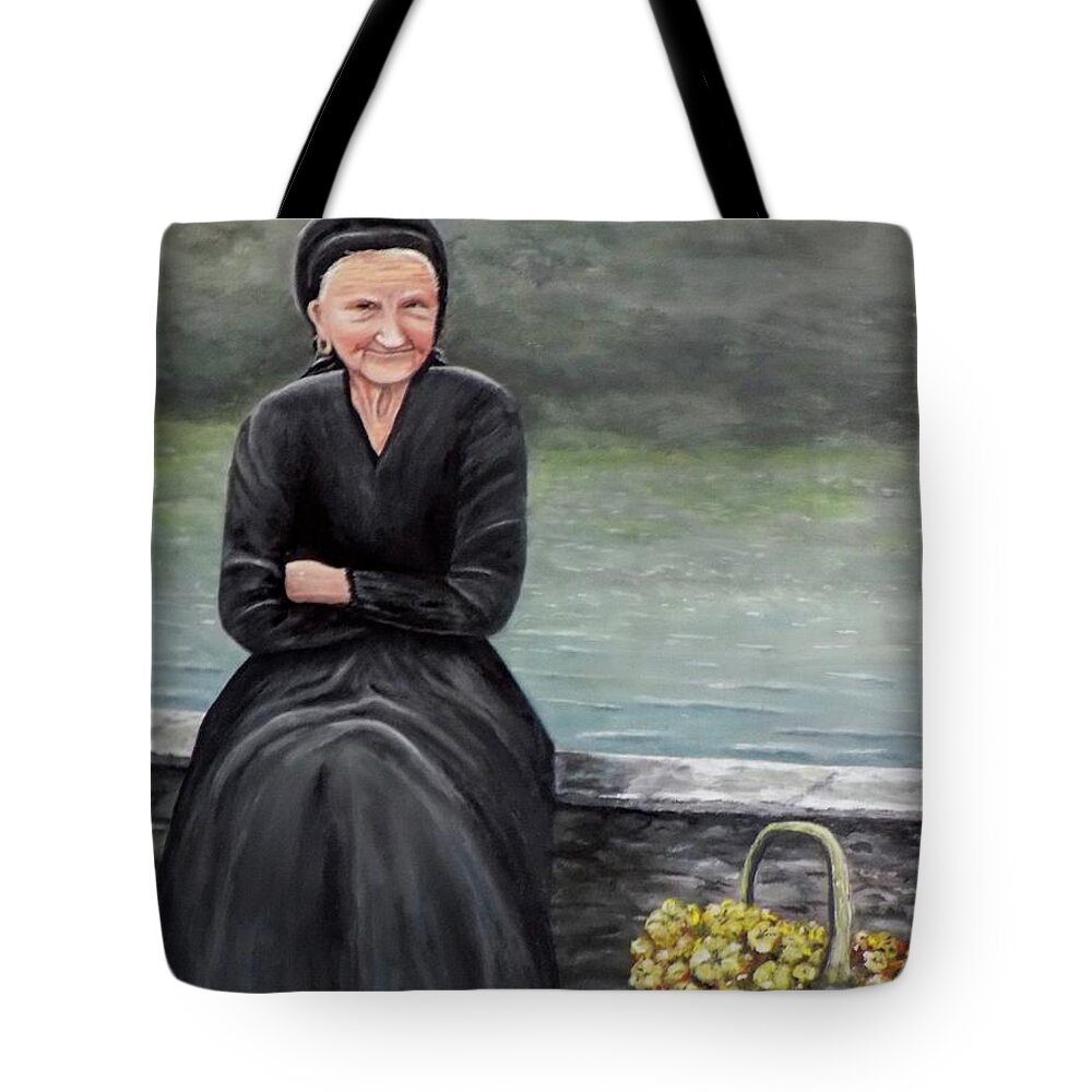 Old Woman Tote Bag featuring the painting Pasqualina di Scanno by Judy Kirouac