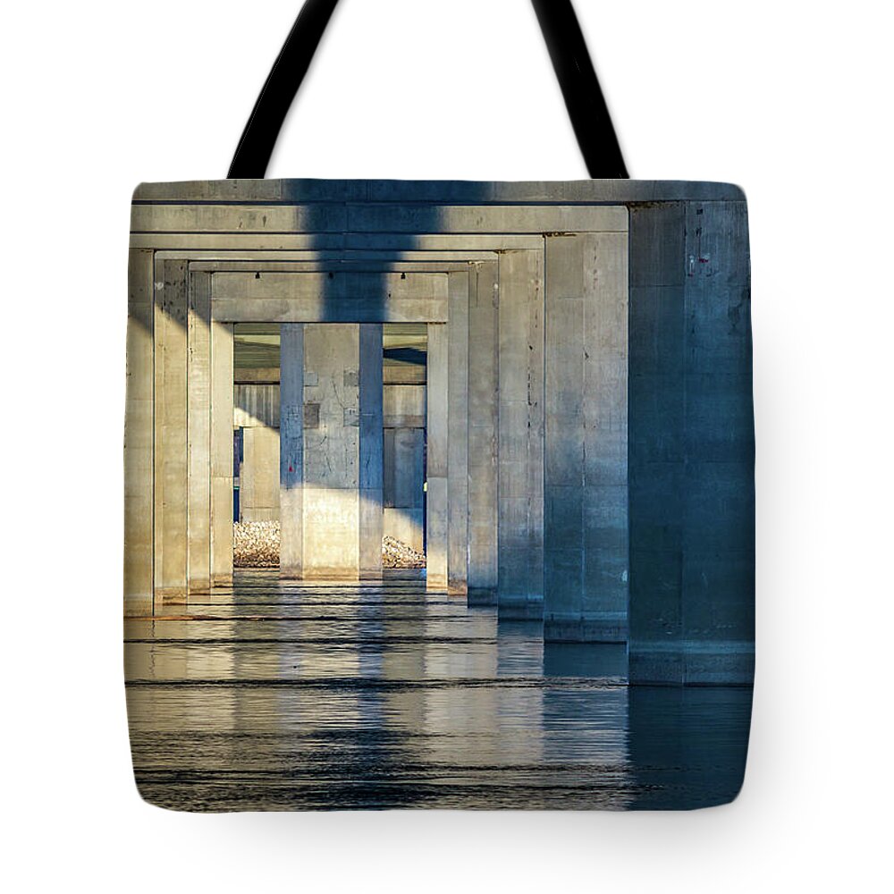 Clark Bridge Tote Bag featuring the photograph Passages by Holly Ross