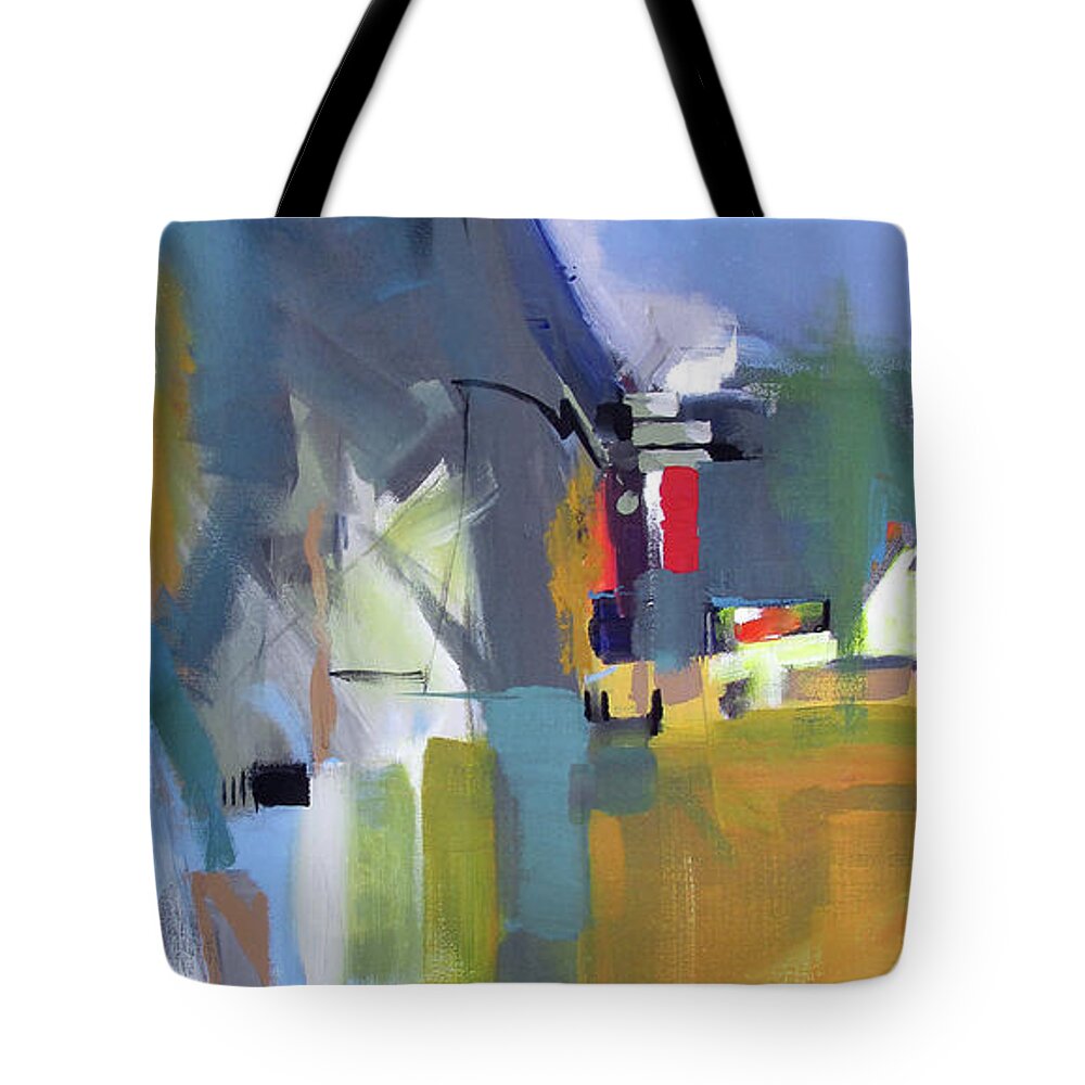 Abstract Tote Bag featuring the painting Past The Doorway by John Gholson