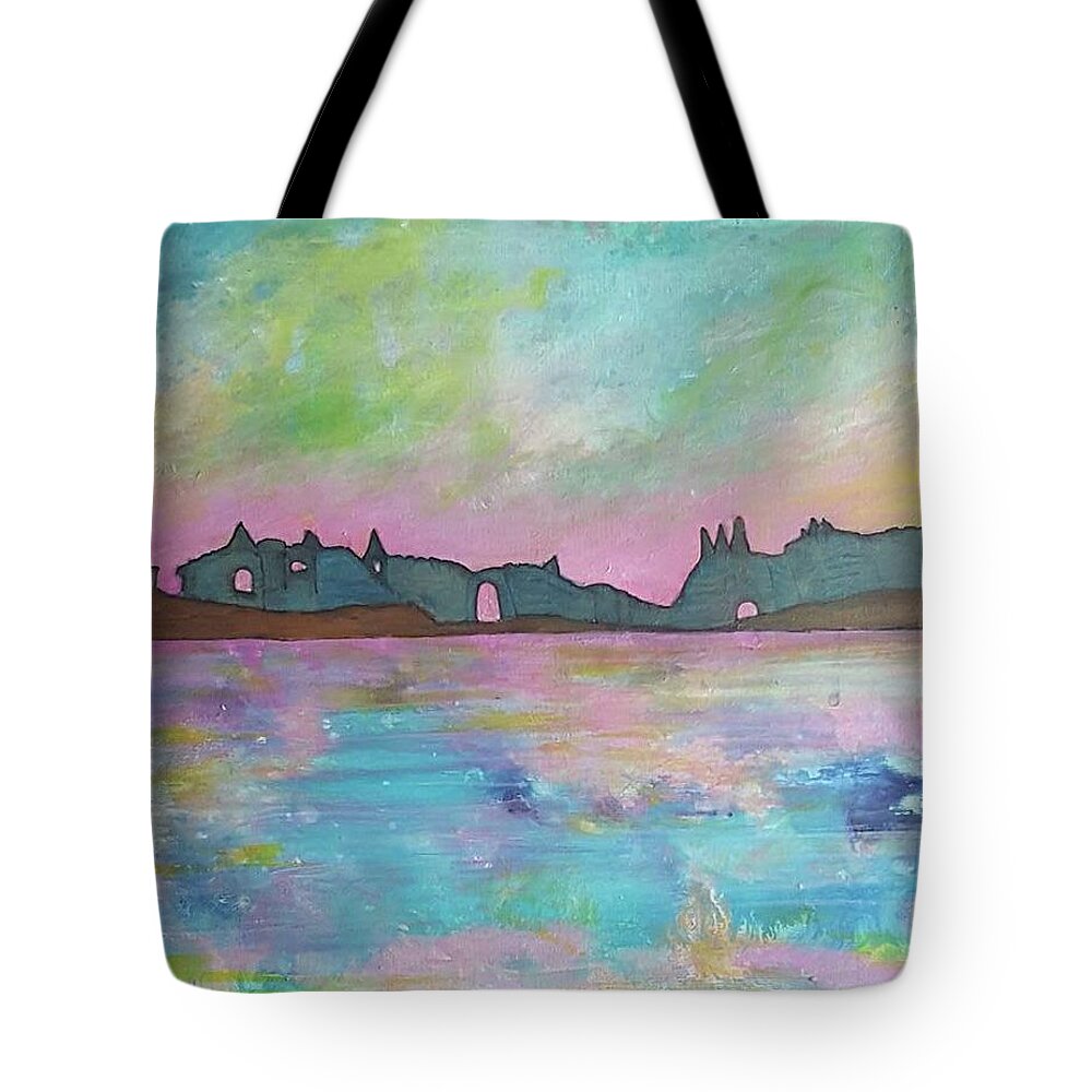 #acrylicinks #acrylicabstractpaintings #acrylicinksandpaint #coolabstractpaintings #abstractsunrise #abstractartforsale #camvasartprints #originalartforsale #abstractartpaintings Tote Bag featuring the painting Pastel Sunrise by Cynthia Silverman