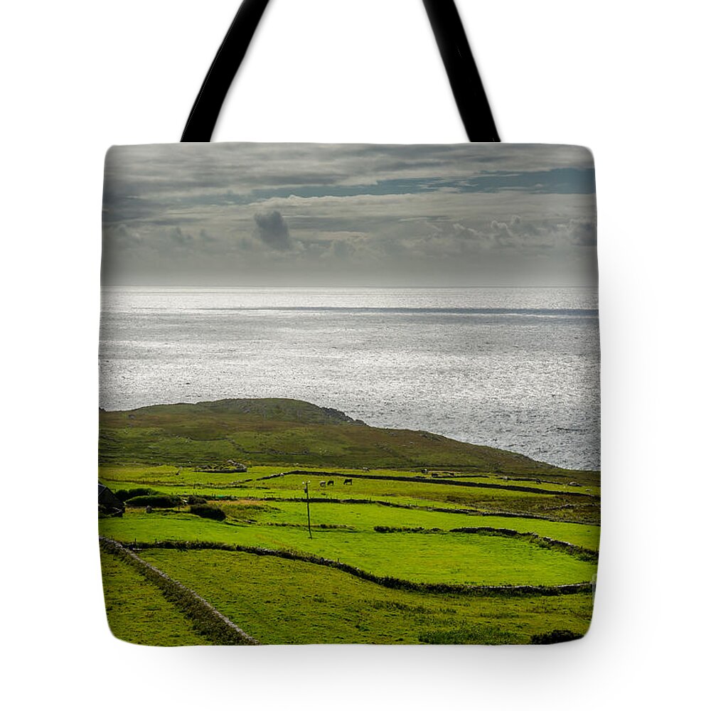 Ireland Tote Bag featuring the photograph Pastures at the Coast of Ireland by Andreas Berthold