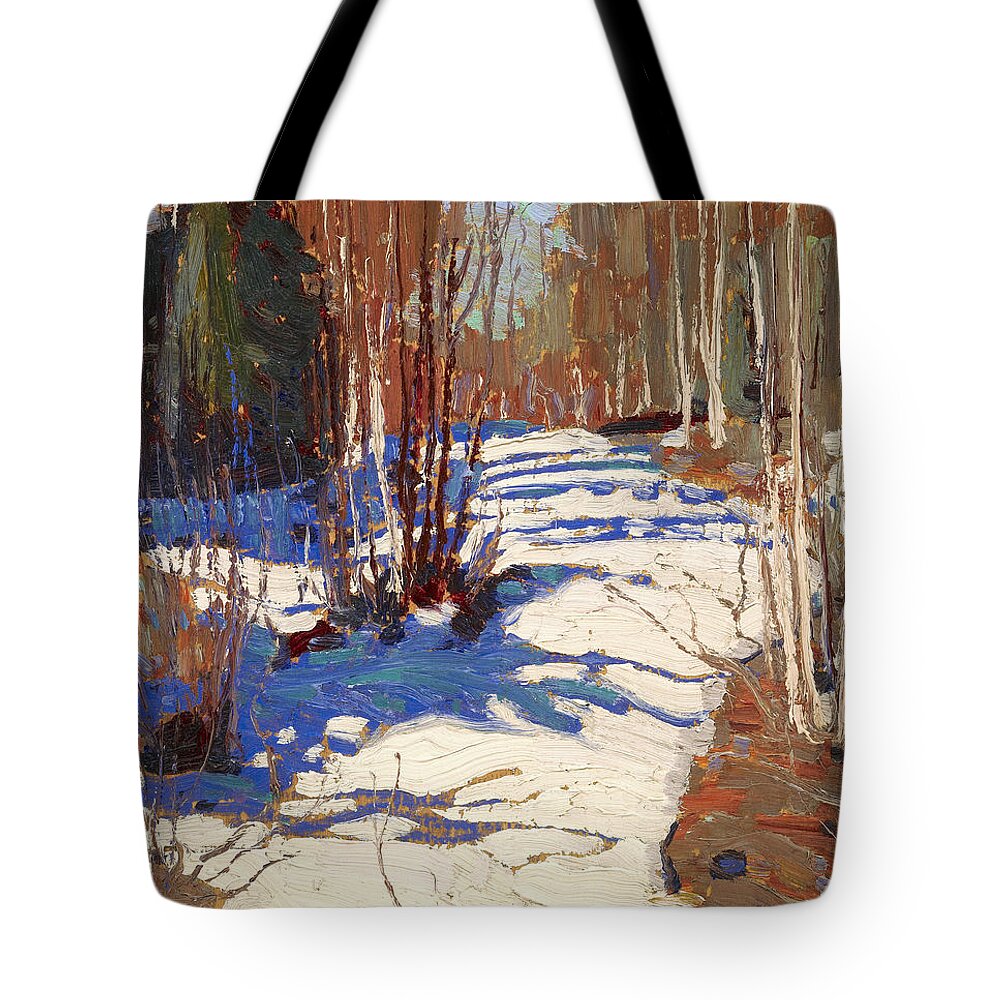 20th Century Art Tote Bag featuring the painting Path Behind Mowat Lodge by Tom Thomson