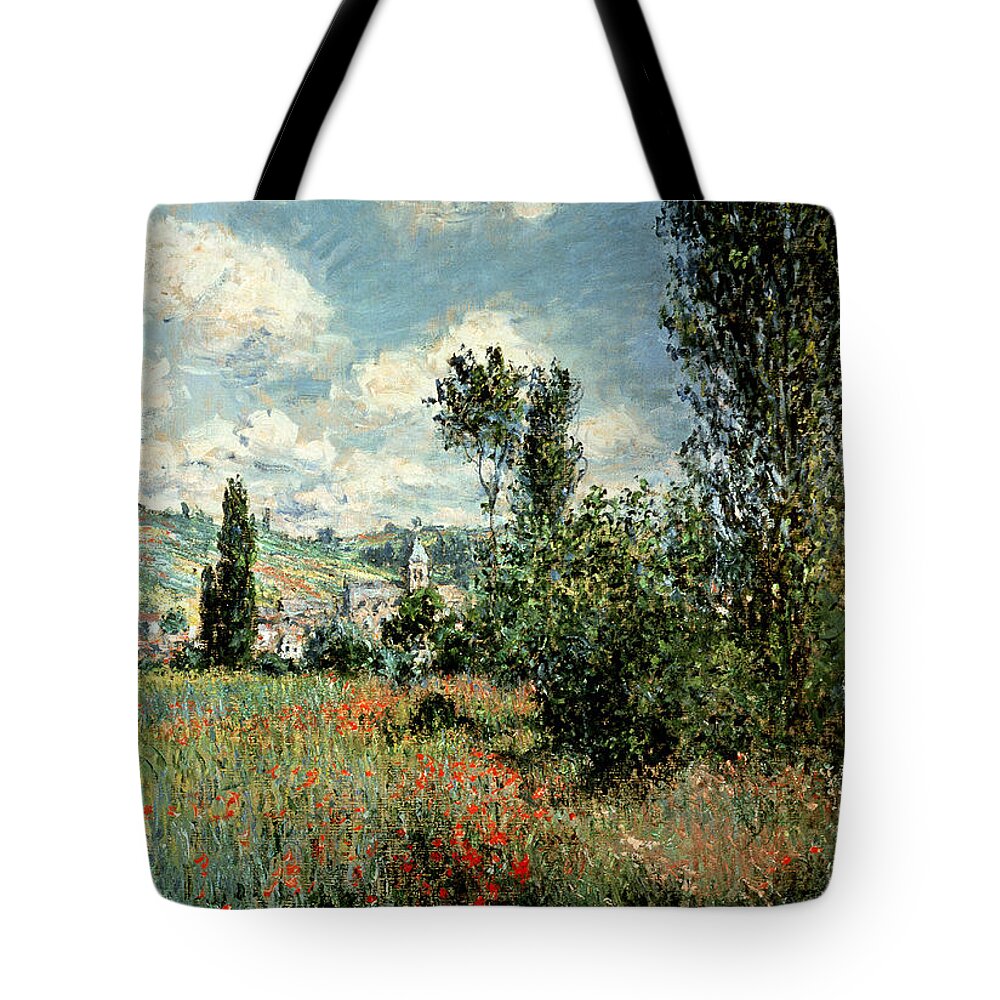 Path Tote Bag featuring the painting Path through the Poppies by Claude Monet