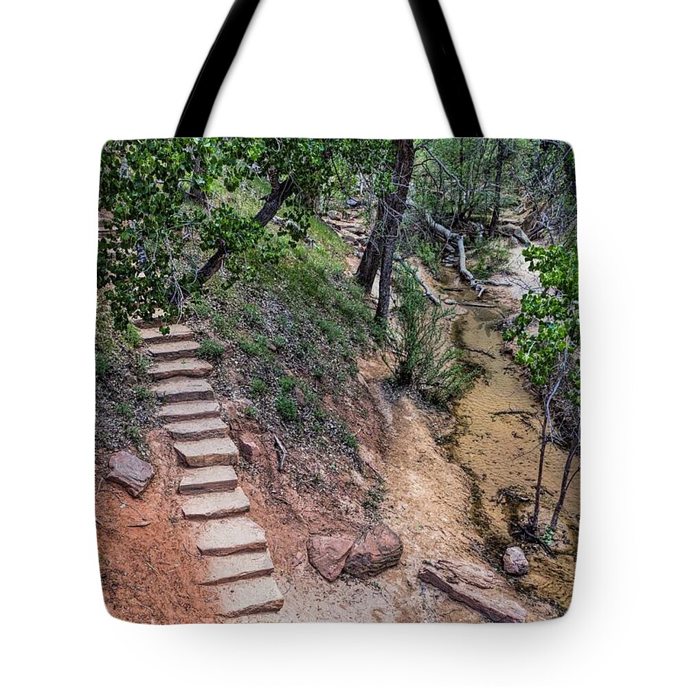 Utah Tote Bag featuring the photograph Path to the River by Peggy Hughes