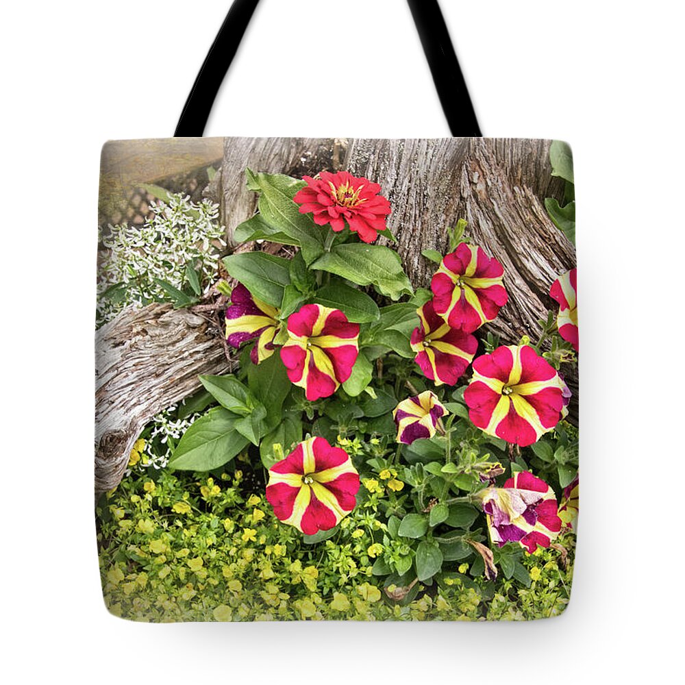 Patio Container Garden Tote Bag featuring the photograph Patio Container Garden by Carolyn Derstine