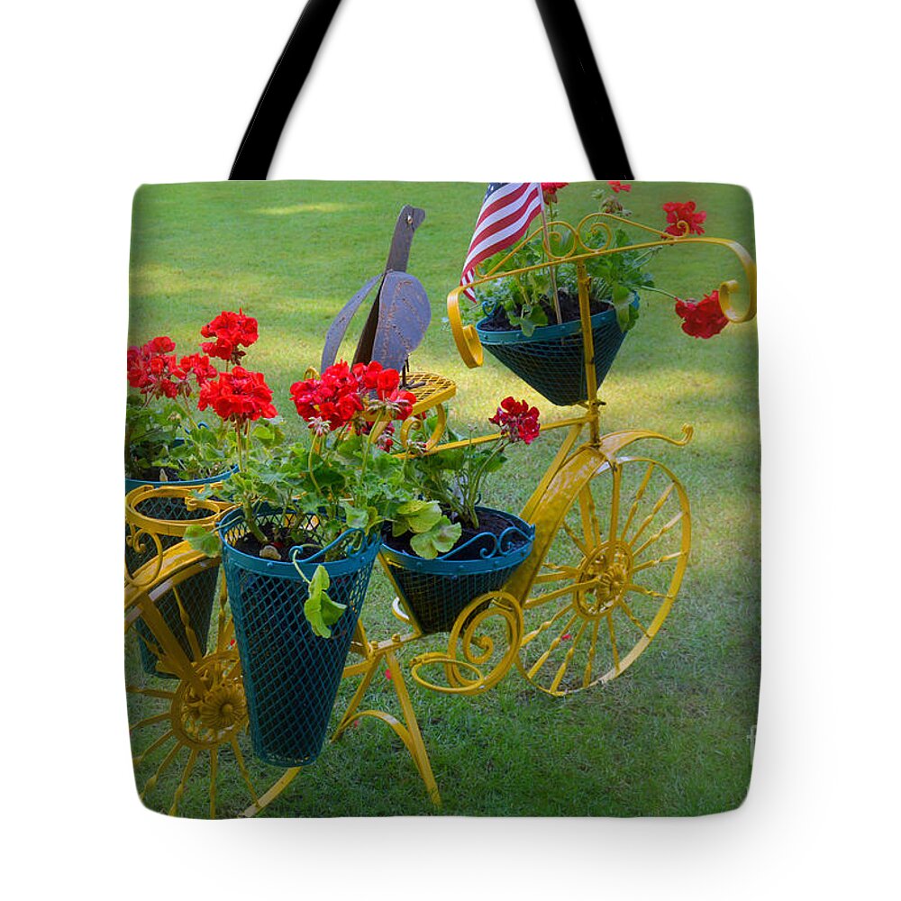 Garden Tote Bag featuring the photograph Patriotic Garden Decor by Tatyana Searcy