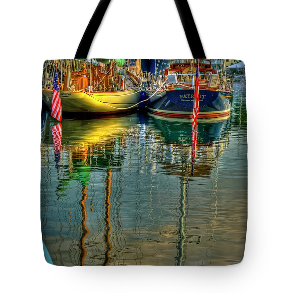 Boats Tote Bag featuring the photograph Patroits Pride by Jeff Cooper