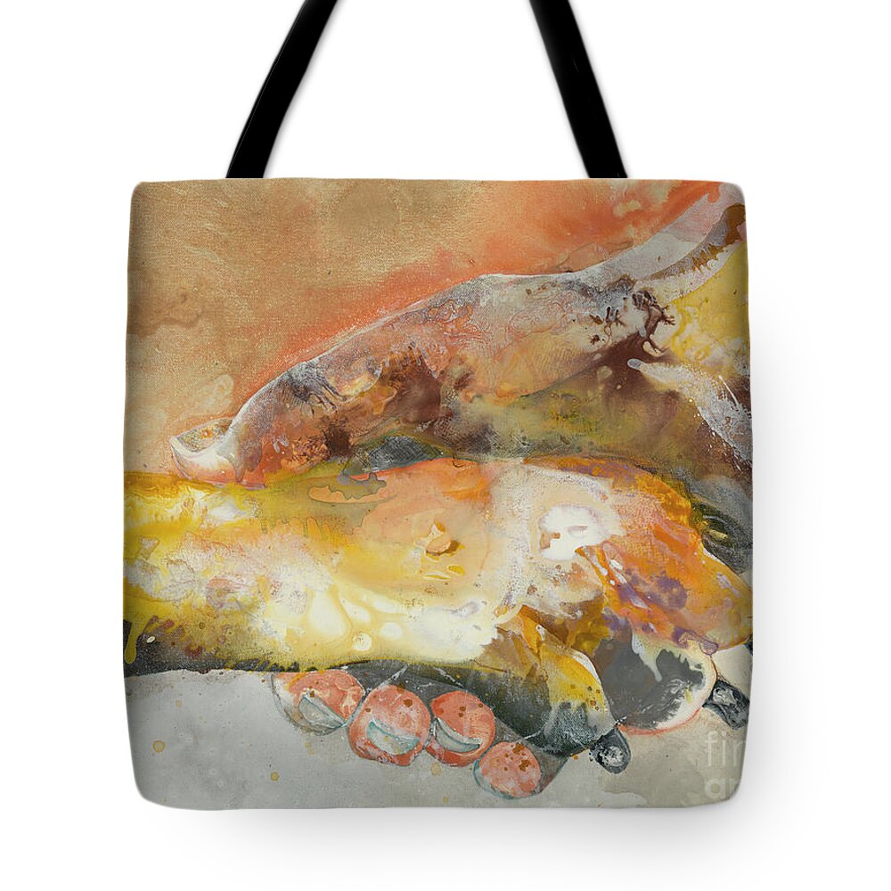 Paw Tote Bag featuring the painting Pause by Kasha Ritter