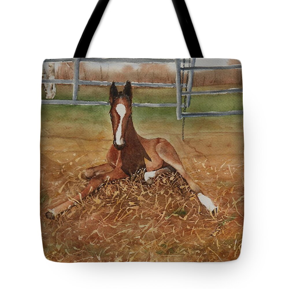 Colt Tote Bag featuring the painting Pavlo's First Day by Ruth Kamenev