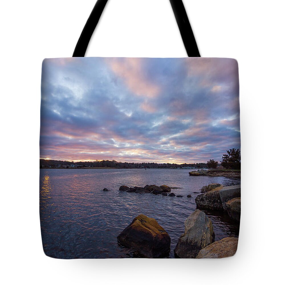 Pawcatuck Tote Bag featuring the photograph Pawcatuck River Sunrise by Kirkodd Photography Of New England