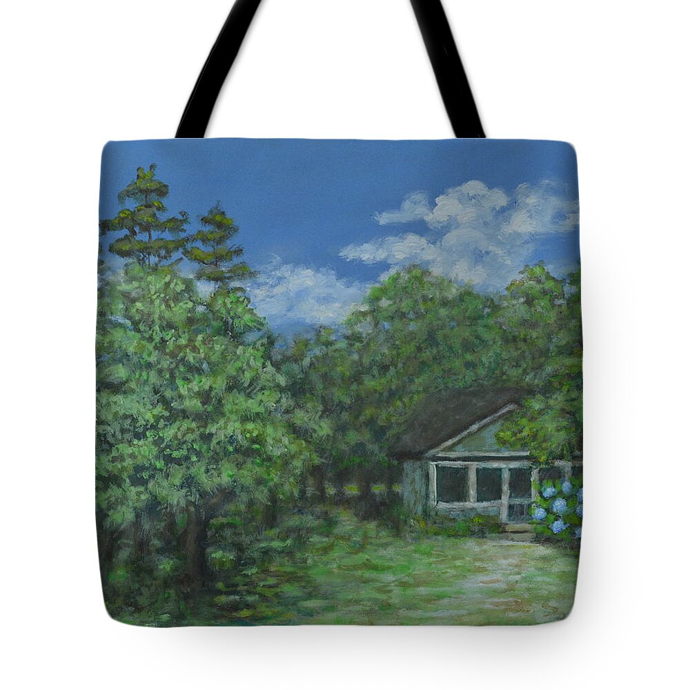 Blue Sky Tote Bag featuring the painting Pawleys Island Blue by Kathleen McDermott