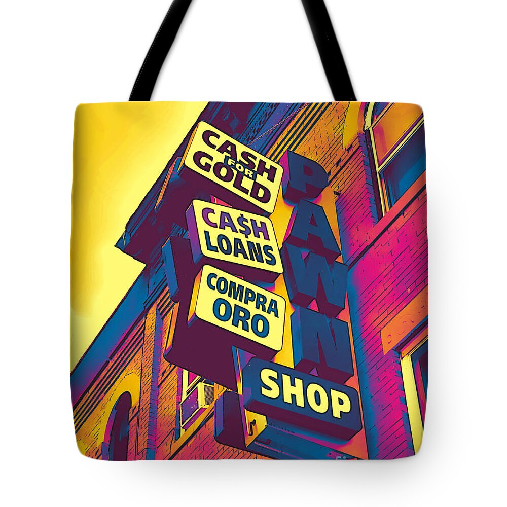 Pawn Shop Tote Bag featuring the photograph Pawn Pop - Bay Ridge - Brooklyn - Pop Art by Onedayoneimage Photography