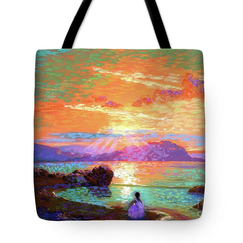 Meditation Tote Bag featuring the painting Peace be Still Meditation by Jane Small
