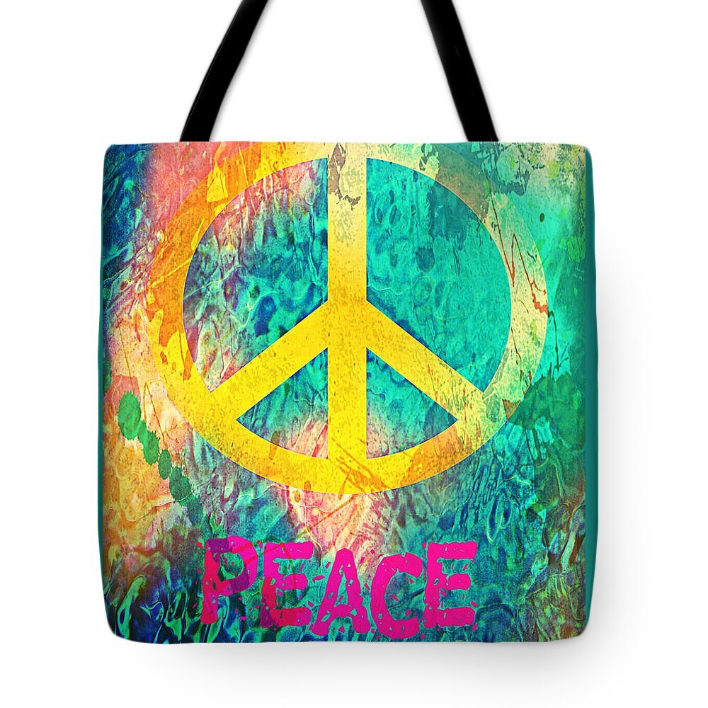 Hippie Tote Bag featuring the digital art Peace by Binka Kirova