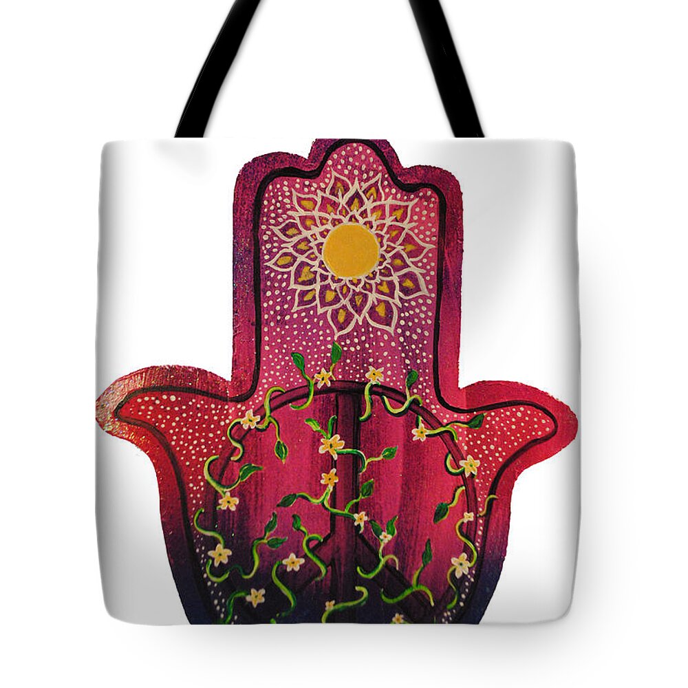 Hamsa Tote Bag featuring the painting Peace Hamsa by Patricia Arroyo