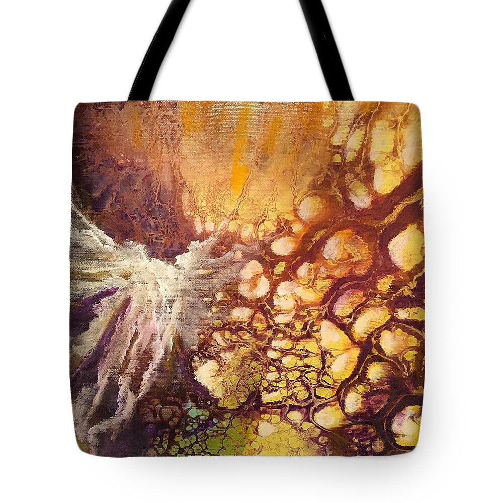 Abstract Tote Bag featuring the painting Peaceful by Soraya Silvestri