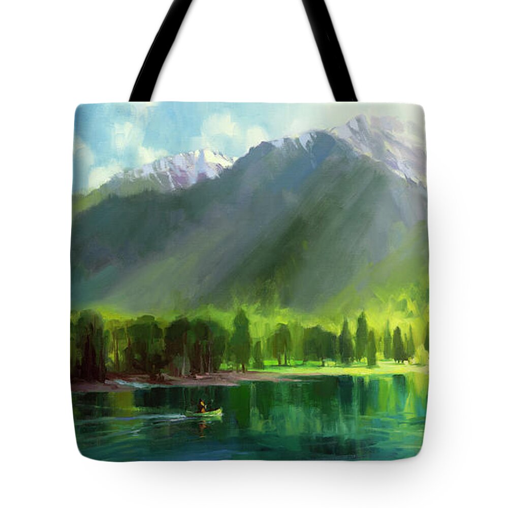 Mountains Tote Bag featuring the painting Peace by Steve Henderson