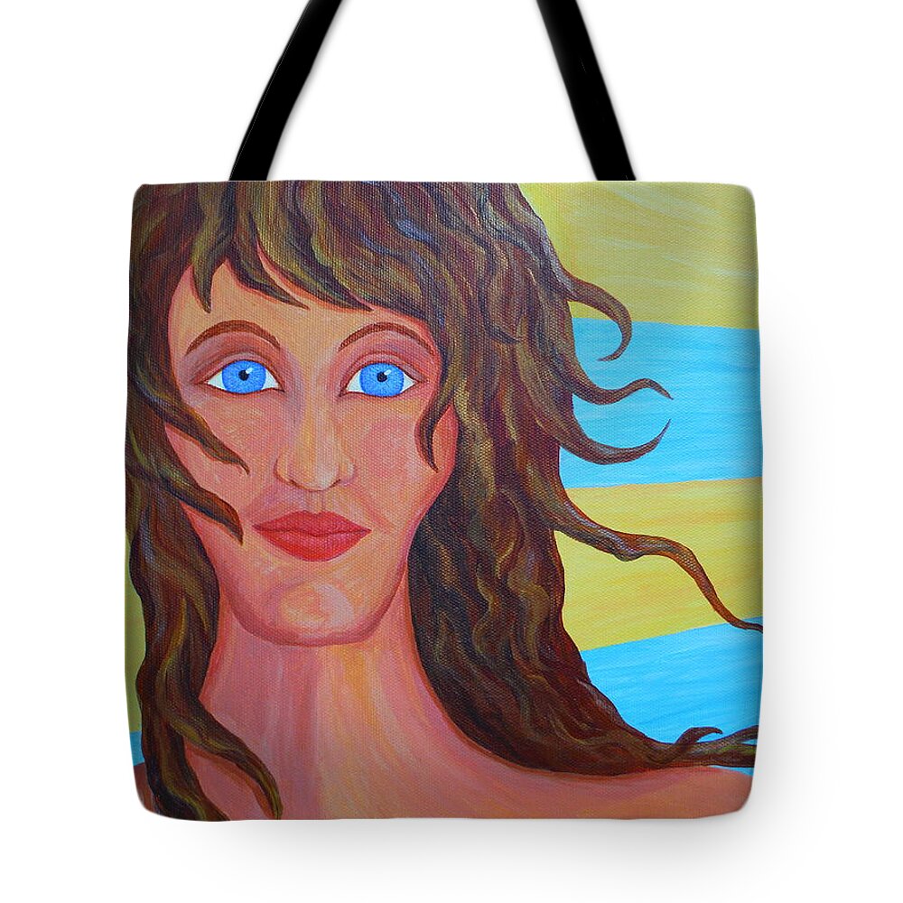 Peace Woman Tote Bag featuring the painting Peace Woman by Paddy Shaffer