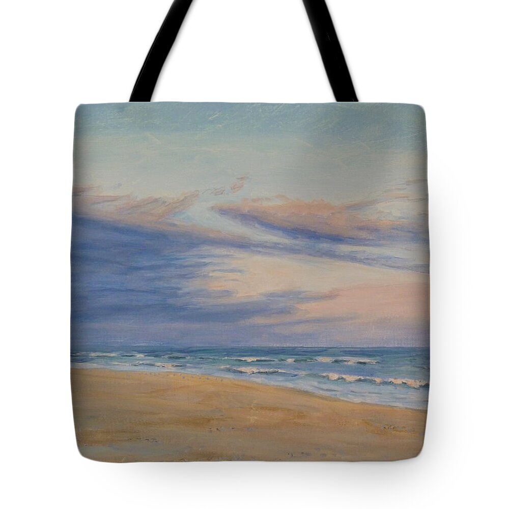 Seascape Tote Bag featuring the painting Peaceful by Joe Bergholm