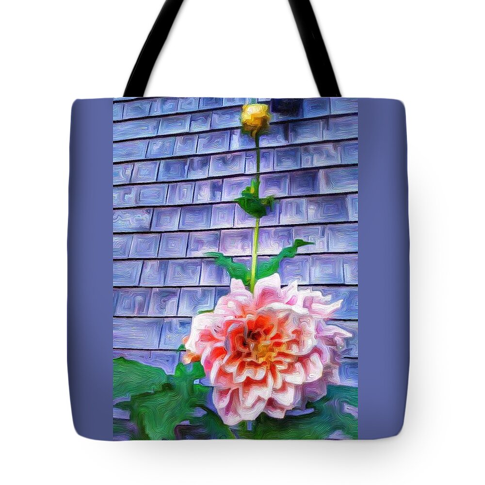 Dahlia Tote Bag featuring the photograph Peach Dahlia in Oil by Jeffrey Canha
