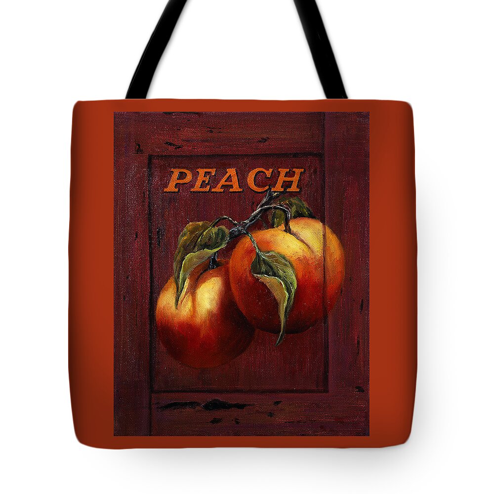 Peaches Tote Bag featuring the painting Juicy Peaches by Lynne Pittard