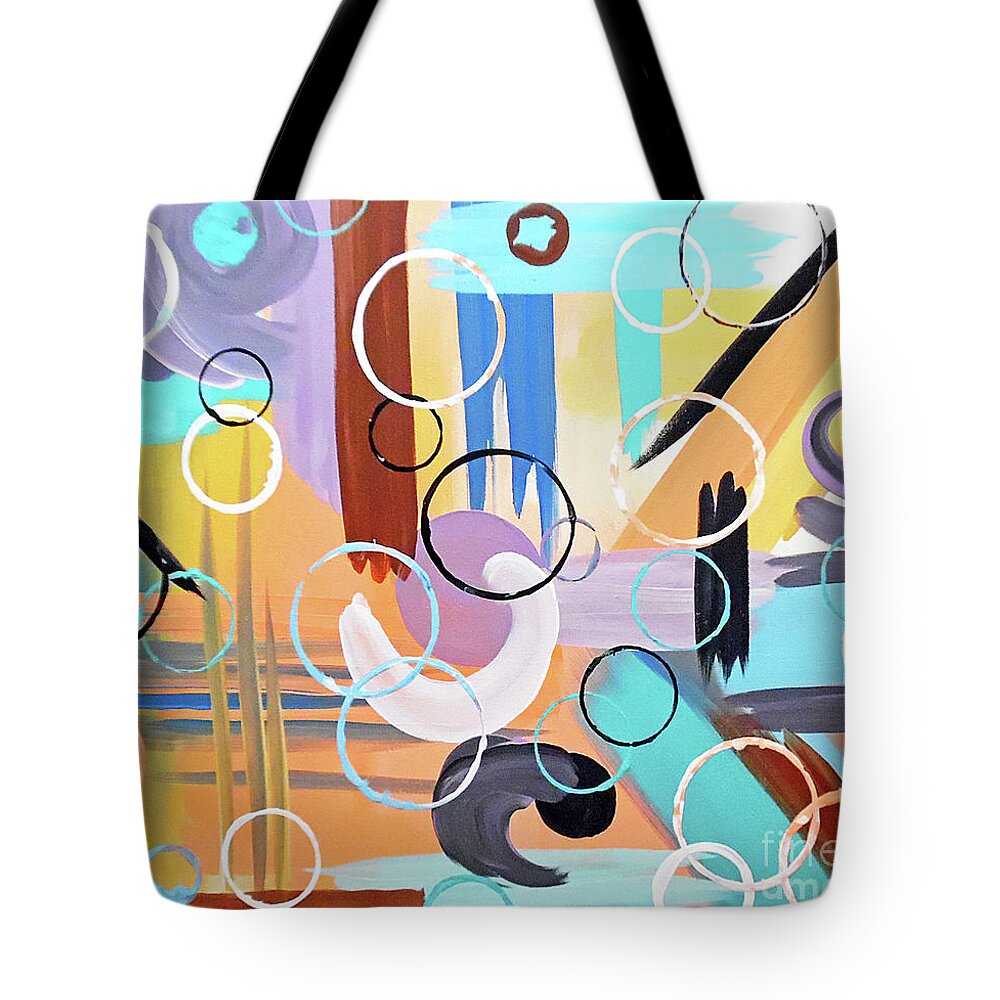 Peach Abstract Tote Bag featuring the painting Peaches n Cream by Jilian Cramb - AMothersFineArt