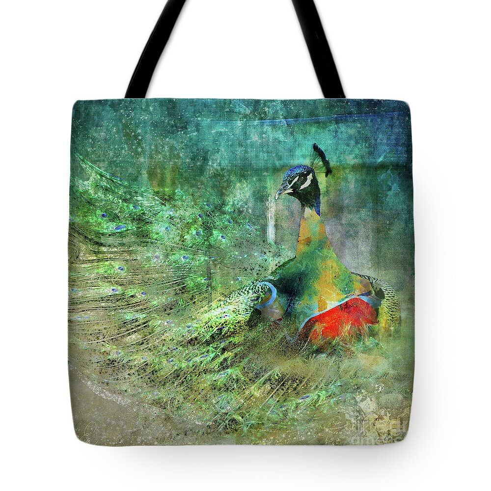 Peacock Tote Bag featuring the photograph Peacock by Looking Glass Images