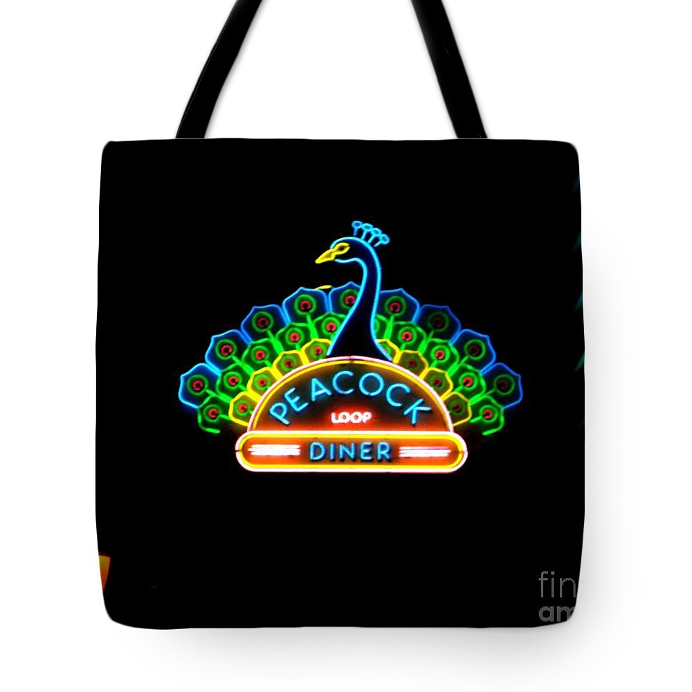  Tote Bag featuring the photograph Peacock Diner in The Loop by Kelly Awad