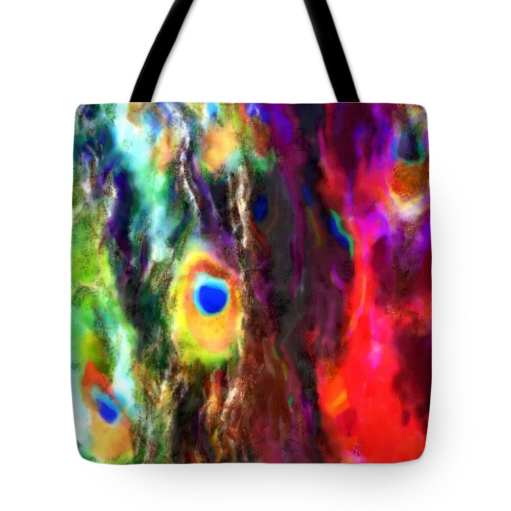 Feathers Tote Bag featuring the painting Peacock No. 1 by Lelia DeMello