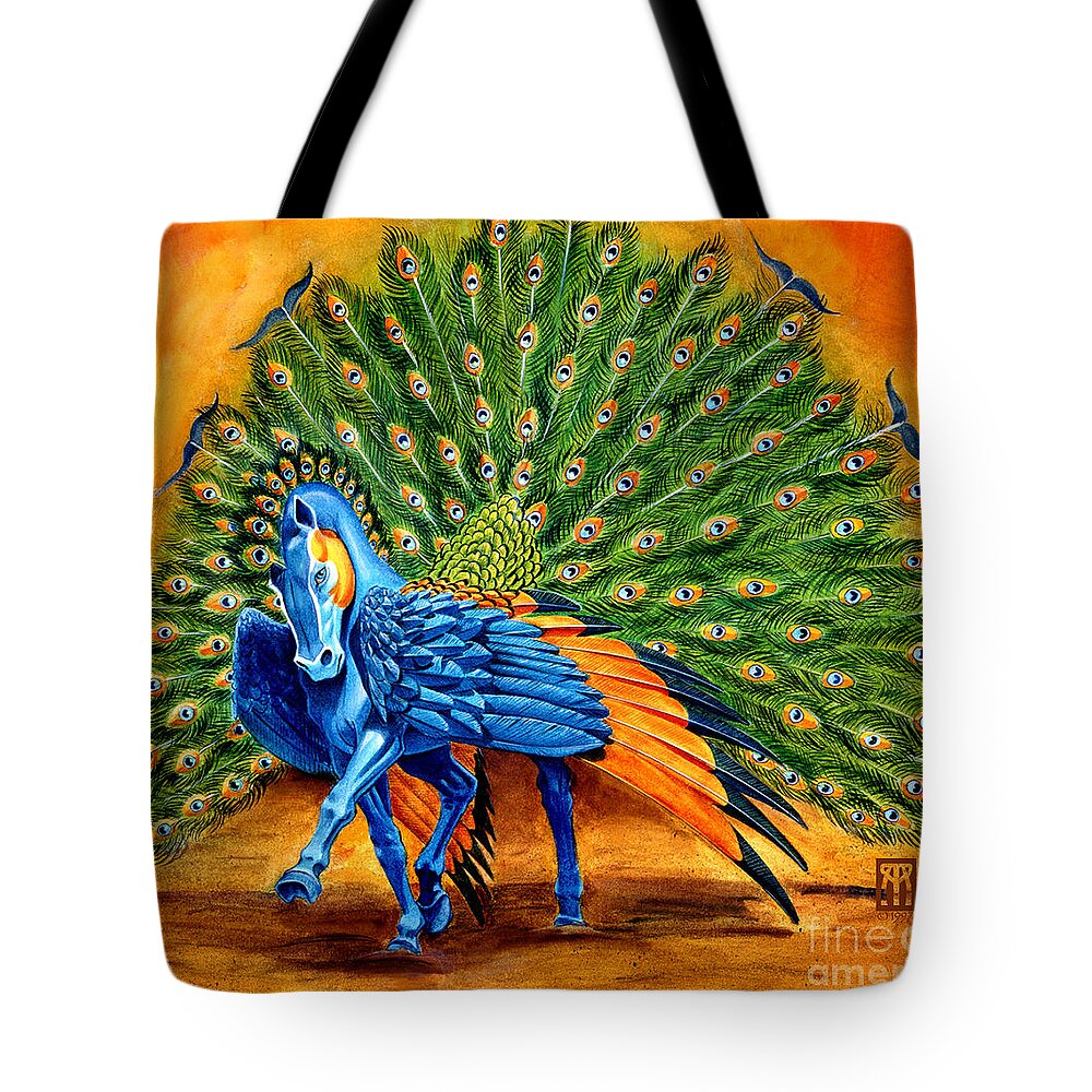Horse Tote Bag featuring the painting Peacock Pegasus by Melissa A Benson