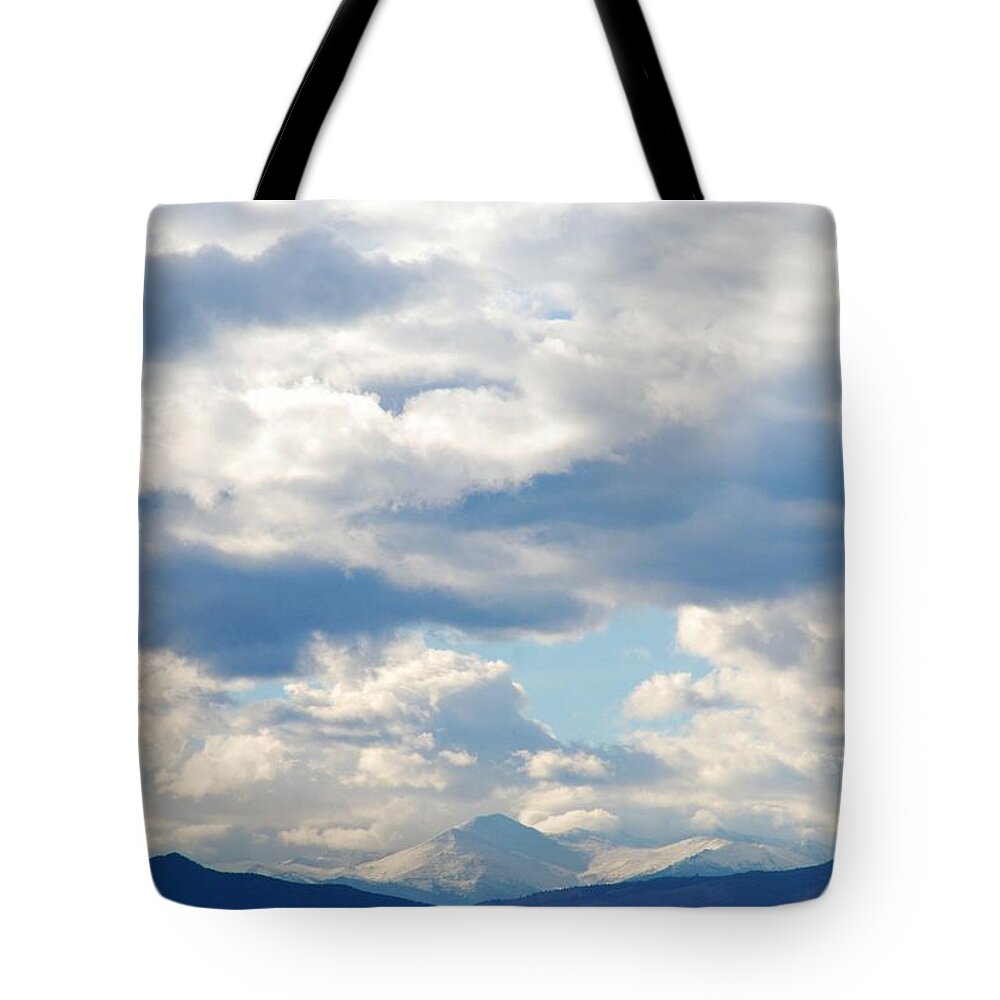 Colorado Landscapes Tote Bag featuring the photograph Peaks Among The Clouds by Angie Tirado