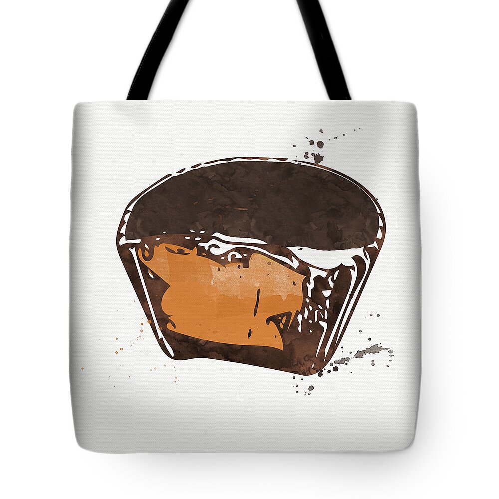 Chocolate Tote Bag featuring the painting Peanut Butter Cup by Linda Woods