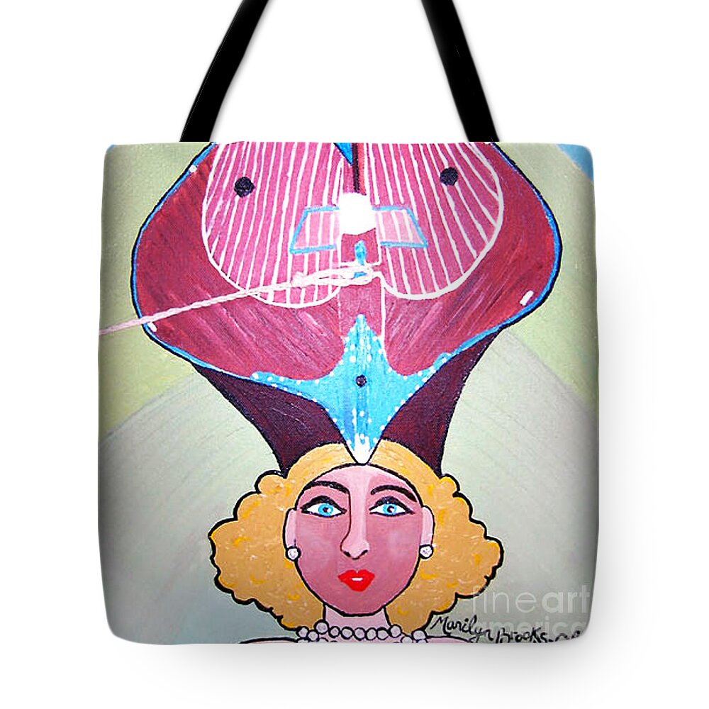 Boat Tote Bag featuring the painting Pearl of a Girl by Marilyn Brooks