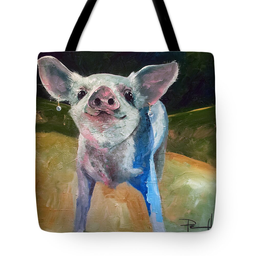 Pig Tote Bag featuring the painting Pearl by Sean Parnell