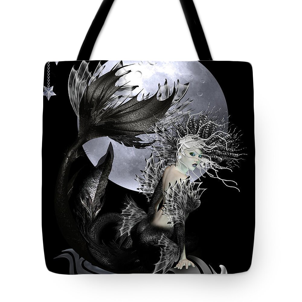 Mermaid Tote Bag featuring the digital art Pearl by Shanina Conway