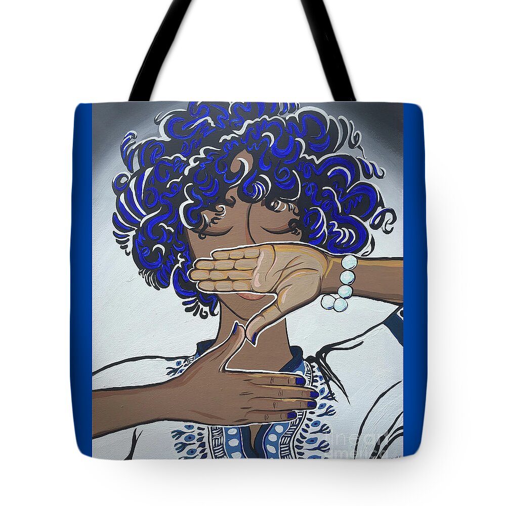 Pearls Tote Bag featuring the painting Pearls and Dashiki by Alisha Lewis