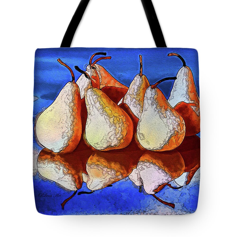 Pears Tote Bag featuring the digital art 7 Golden Pears by OLena Art by Lena Owens - Vibrant DESIGN