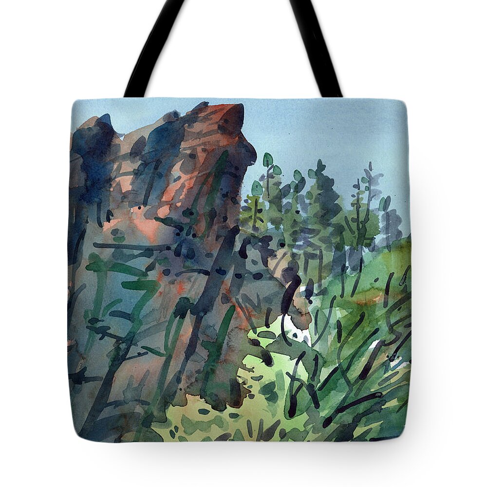 Canyon Tote Bag featuring the painting Pecos Canyon by Donald Maier
