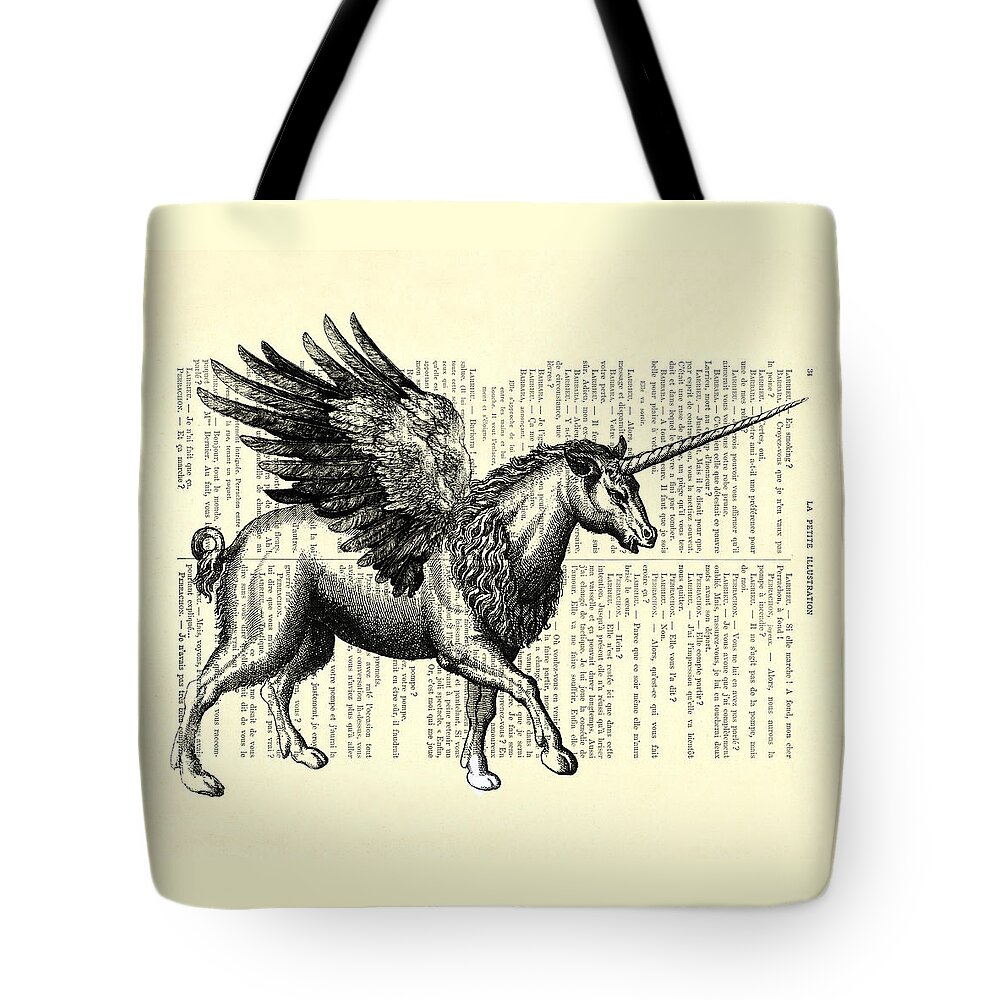 Black Pegasus Tote Bags